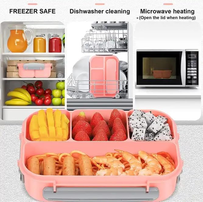 Plastic Lunch Box, bento School Lunch box with Insulation- for office, school,1300ml, BFA-Free